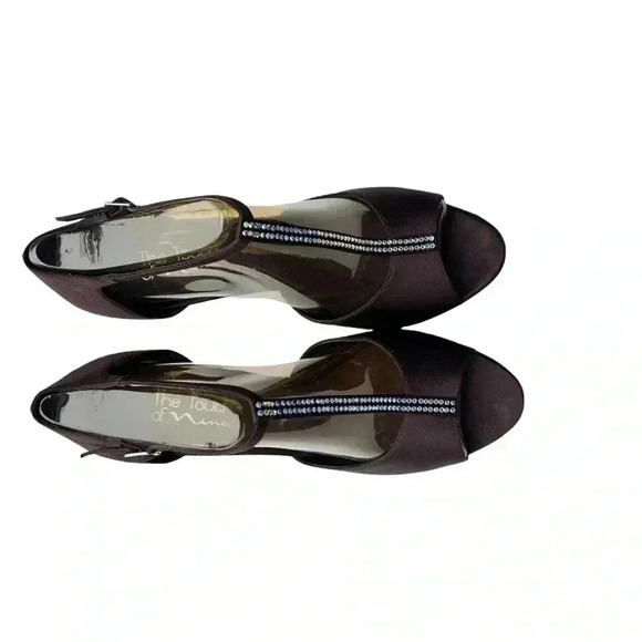 THE TOUCH OF NINA CHOCOLATE BROWN HEELS •SIZE 9.5•BEAUTIFUL RHINESTONE DETAILS• - Picture 3 of 10